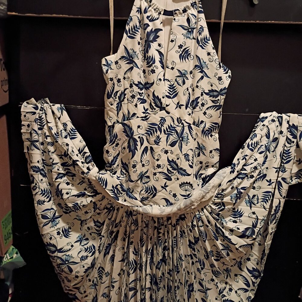 Shoshanna dress with pleats and a double halter neck